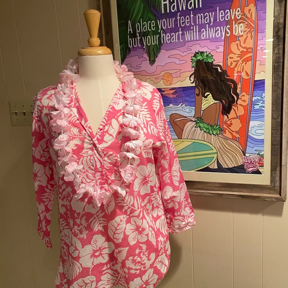 Ralph Lauren Pink Hawaiian Top